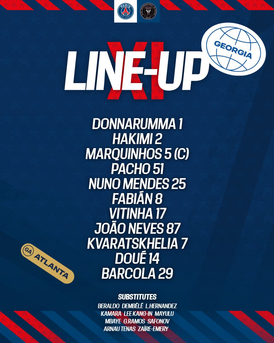 ⚡巴黎vs迈阿密首发：梅西首发战旧主！苏牙出战，登贝莱替补