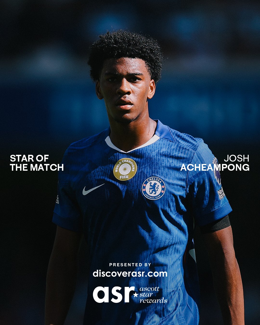 切尔西官方：后防小将阿奇姆彭当选英超首轮对阵水晶宫队内最佳